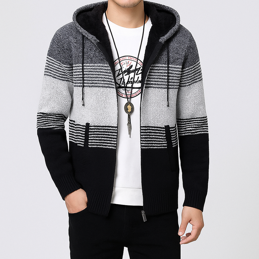 Men's Warm Hooded Zip Sweater