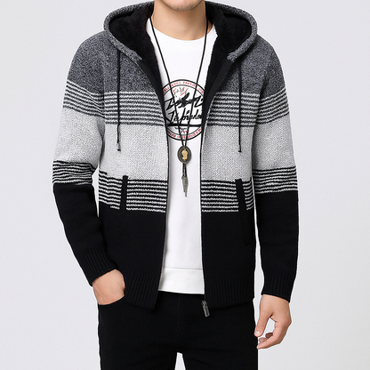 Men's Warm Hooded Zip Sweater