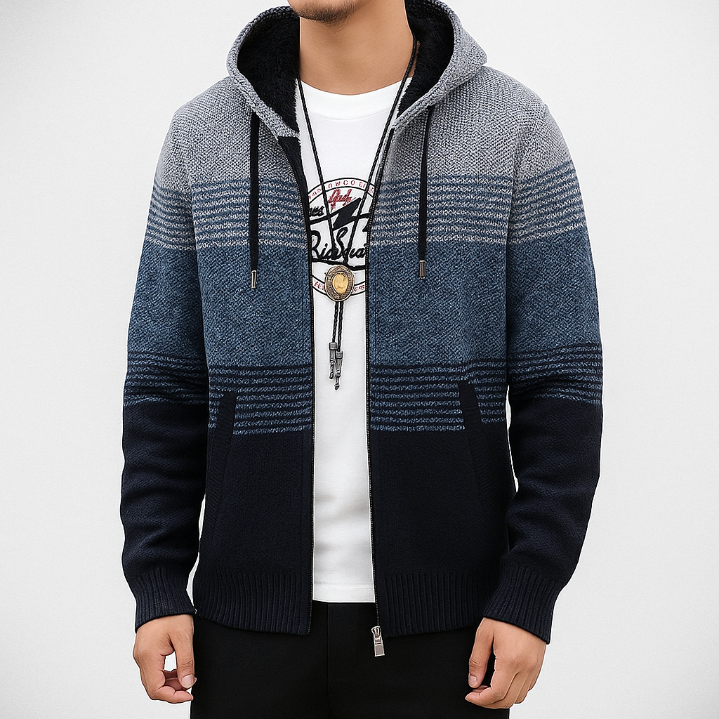 Men's Warm Hooded Zip Sweater