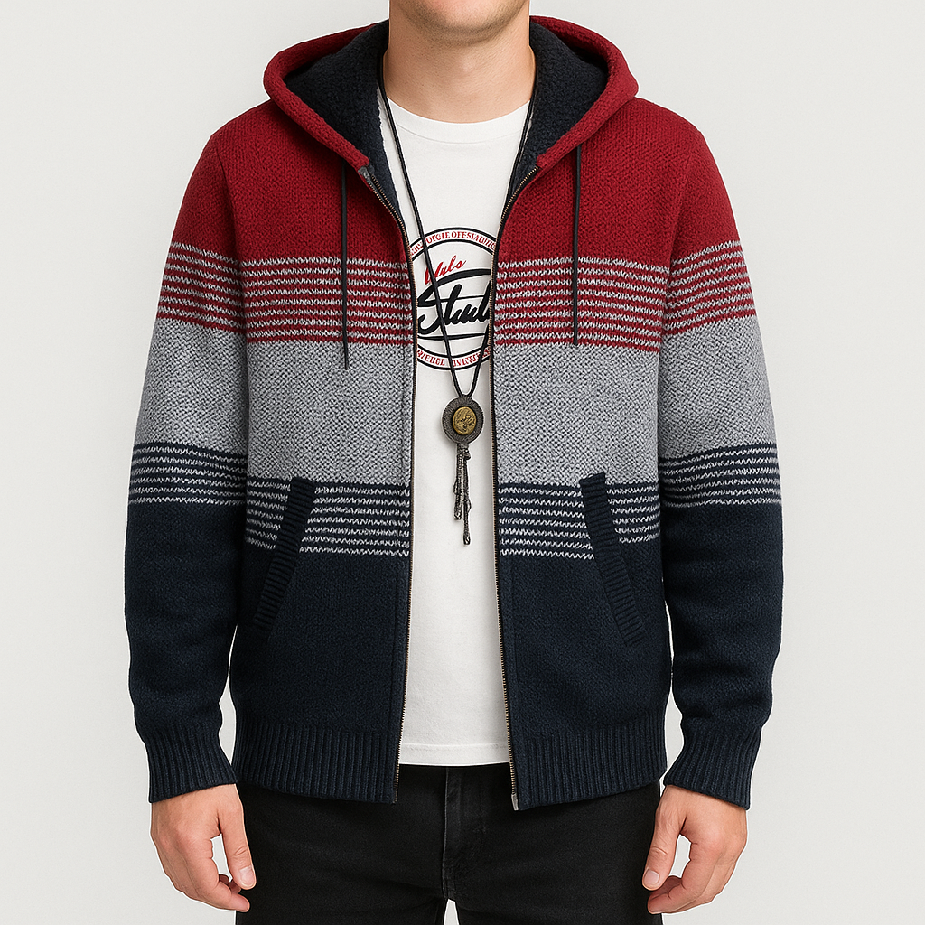 Men's Warm Hooded Zip Sweater