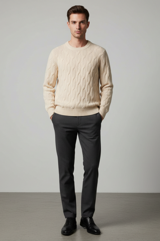Men’s Wool Blend Cable Knit Sweater
