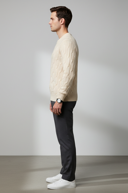 Men’s Wool Blend Cable Knit Sweater