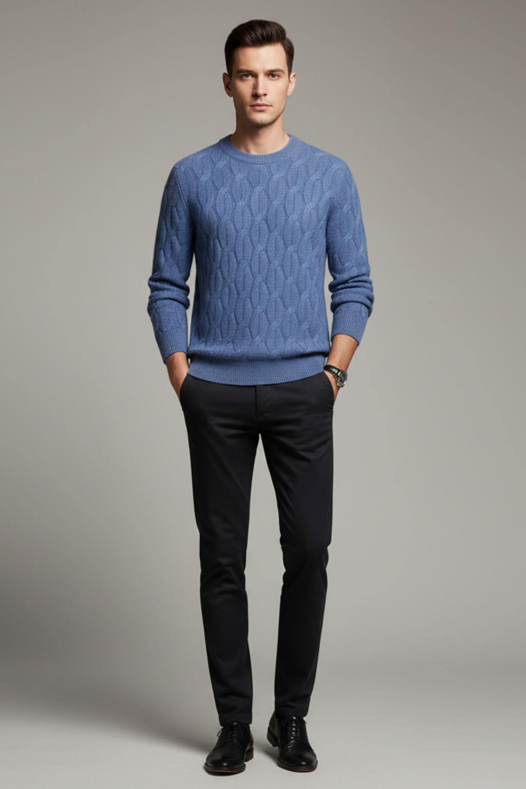 Men’s Wool Blend Cable Knit Sweater