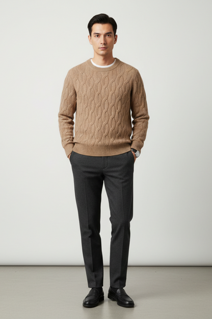 Men’s Wool Blend Cable Knit Sweater