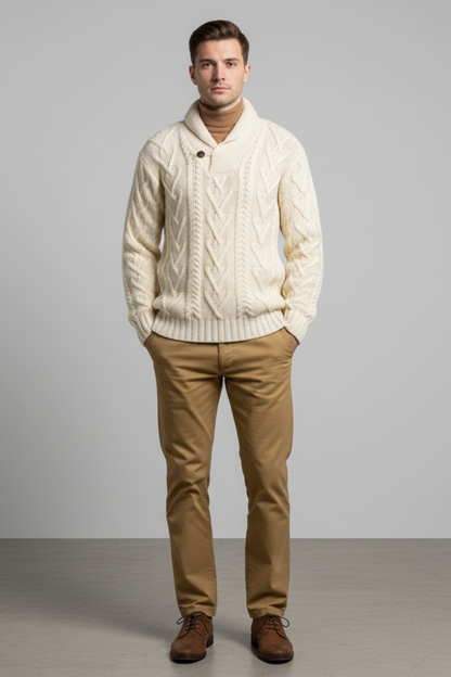 Men’s Wool Blend Cable Knit Sweater