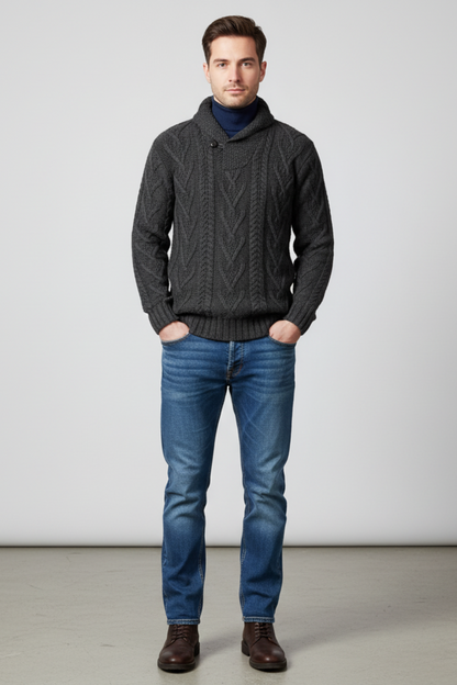 Men’s Wool Blend Cable Knit Sweater