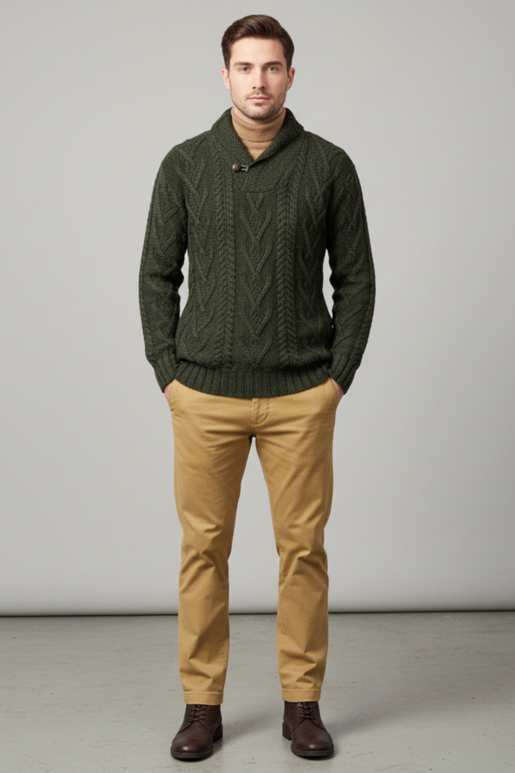 Men’s Wool Blend Cable Knit Sweater