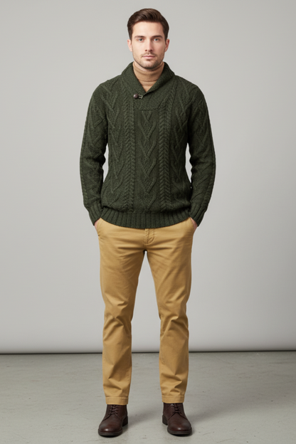 Men’s Wool Blend Cable Knit Sweater