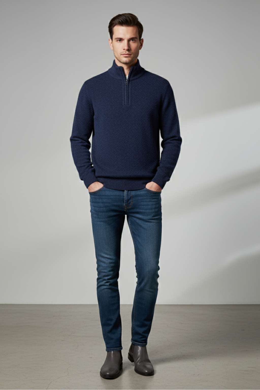 Men’s Wool Blend Quarter Zip Sweater