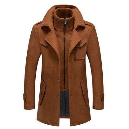 Men’s Wool-Blend Short Peacoat with Inner Zip Placket