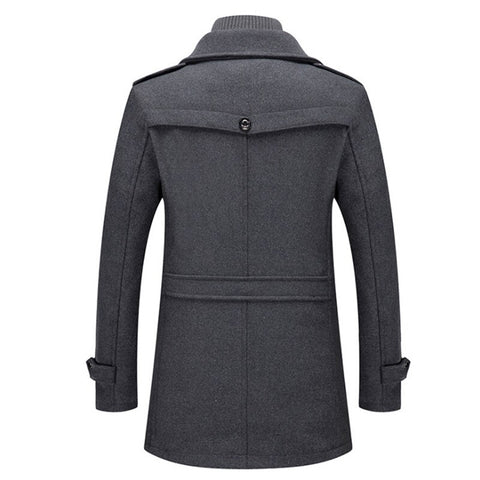 Men’s Wool-Blend Short Peacoat with Inner Zip Placket