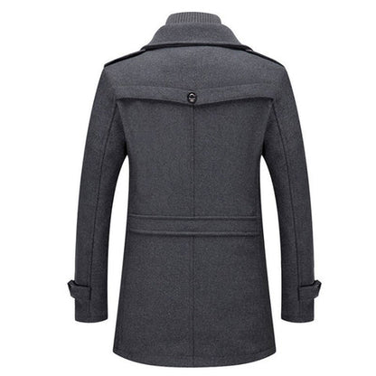 Men’s Wool-Blend Short Peacoat with Inner Zip Placket