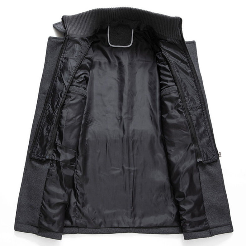 Men’s Wool-Blend Short Peacoat with Inner Zip Placket