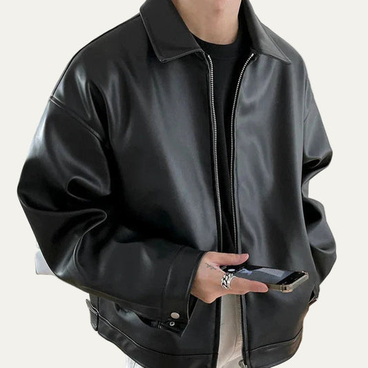 Men’s Oversized Faux Leather Jacket