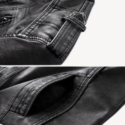 Men’s Distressed Faux Leather Biker Jacket