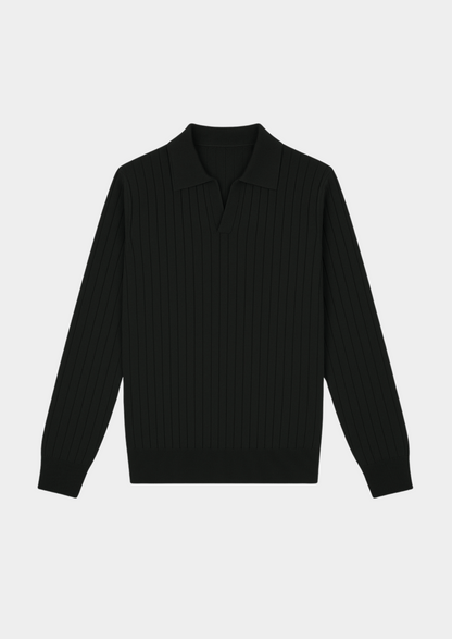 Men’s Ribbed Knit Polo Sweater
