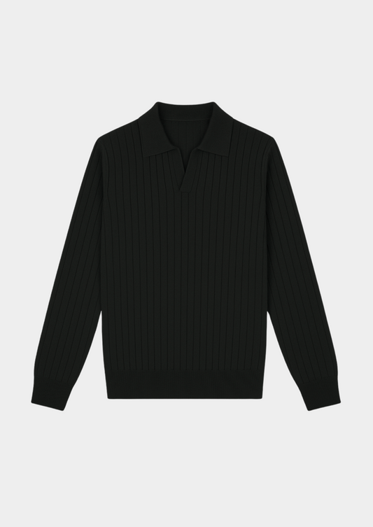 Men’s Ribbed Knit Polo Sweater