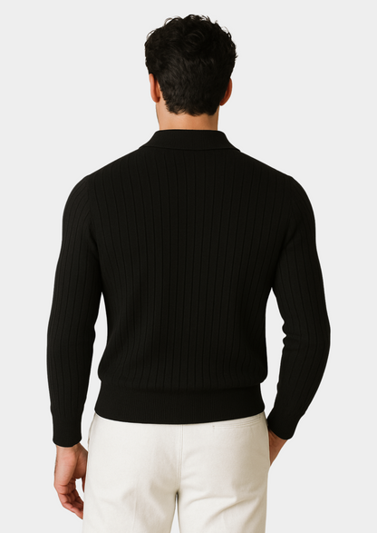 Men’s Ribbed Knit Polo Sweater