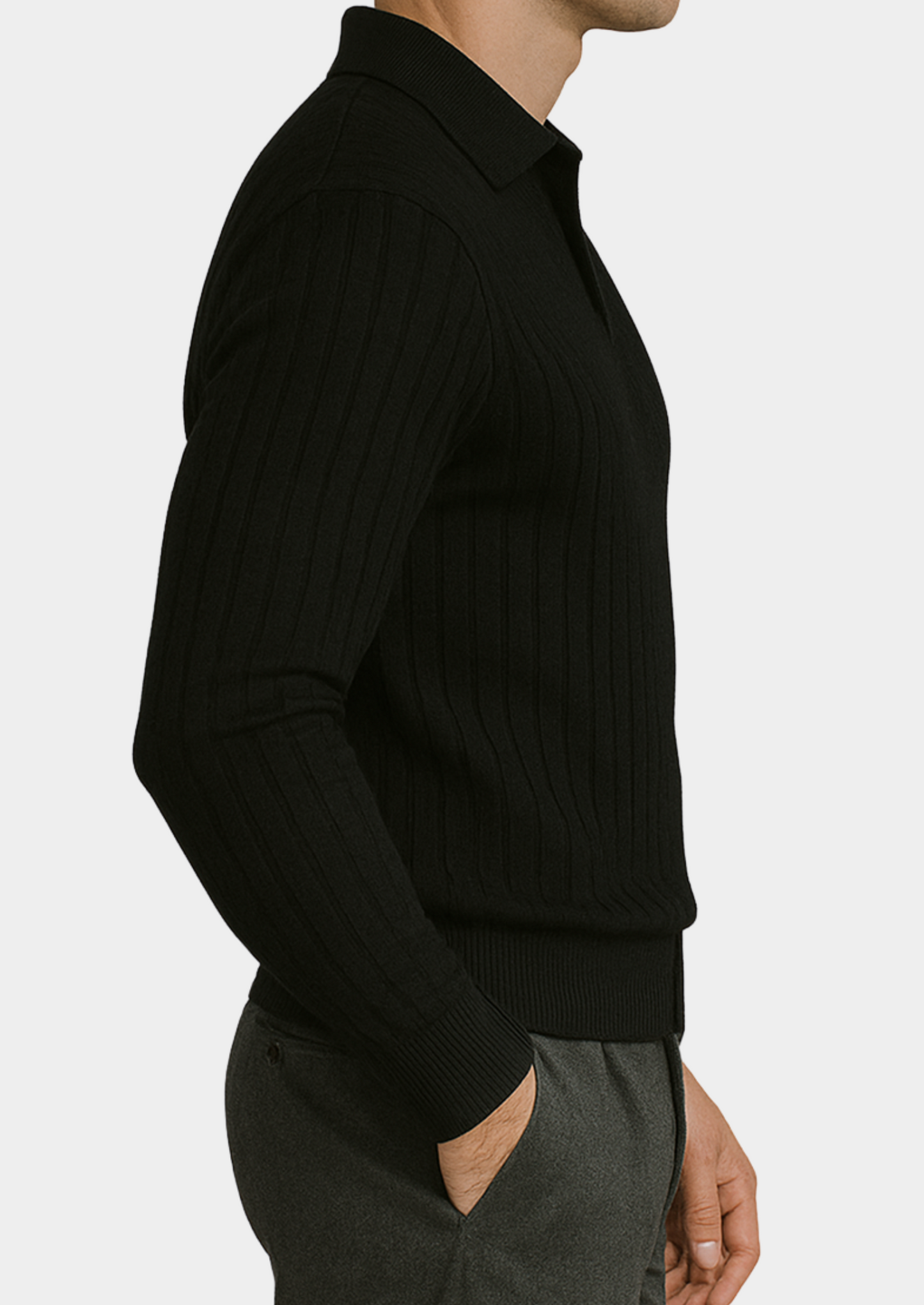 Men’s Ribbed Knit Polo Sweater