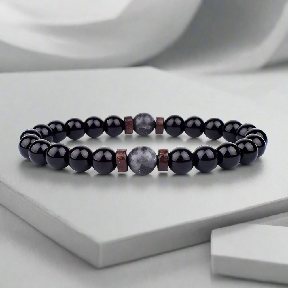 Natural Stone and Wooden Beaded Bracelet