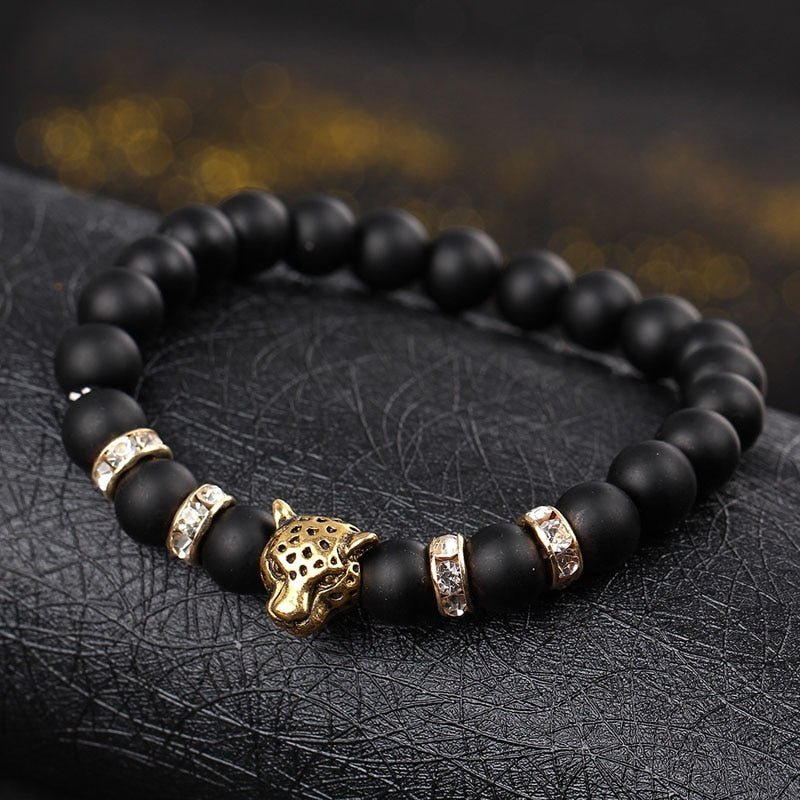 Men's Leather Animal Print Adjustable Bracelet - BritishElegance