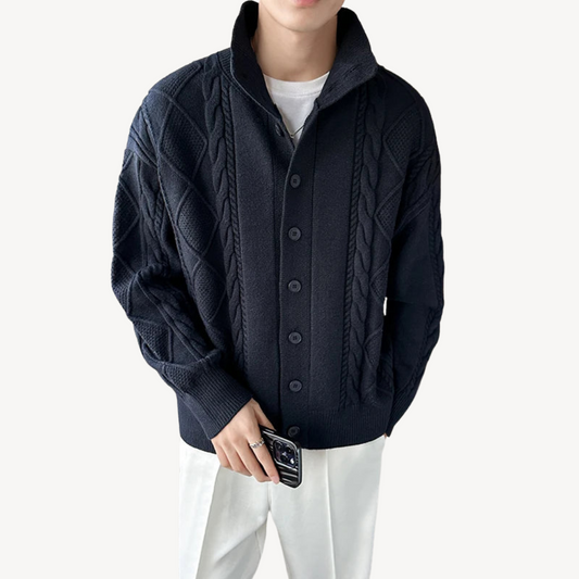 Men’s Textured Cable Knit Cardigan