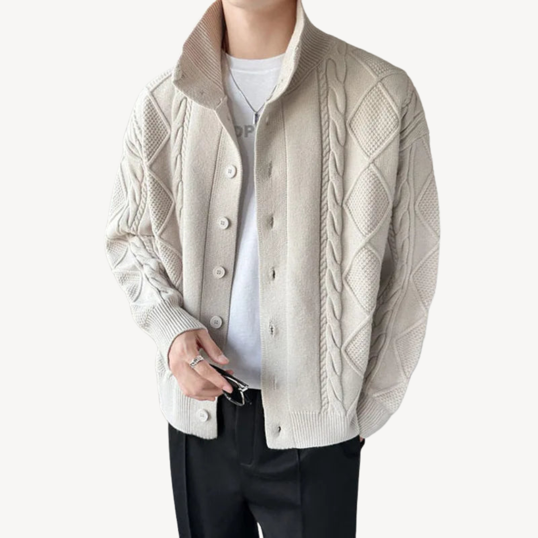 Men’s Textured Cable Knit Cardigan