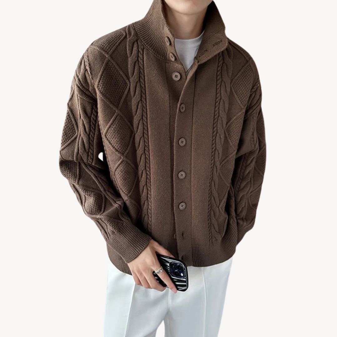 Men’s Textured Cable Knit Cardigan