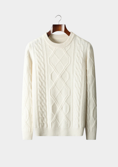 Men’s Warm Cable-Knit Crewneck Sweater