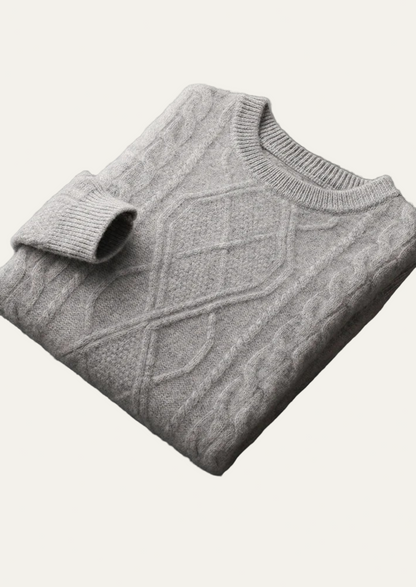 Men’s Warm Cable-Knit Crewneck Sweater