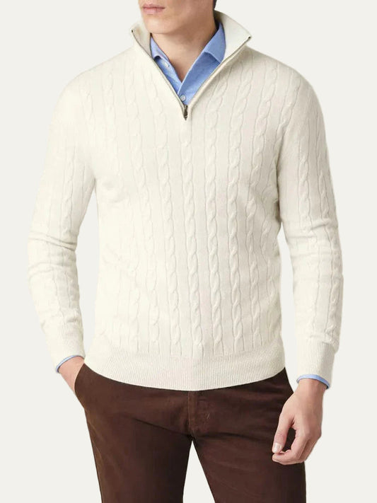 Men’s Cable-Knit Quarter-Zip Jumper