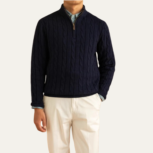 Men’s Cable-Knit Quarter-Zip Jumper