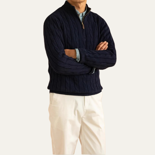 Men’s Cable-Knit Quarter-Zip Jumper