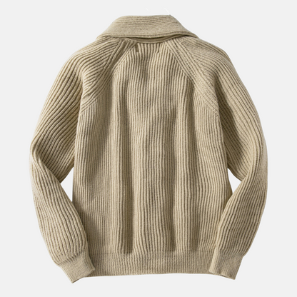 Men’s Chunky Knit Cardigan with Shawl Collar