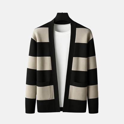 Men’s Striped Shawl-Front Cardigan