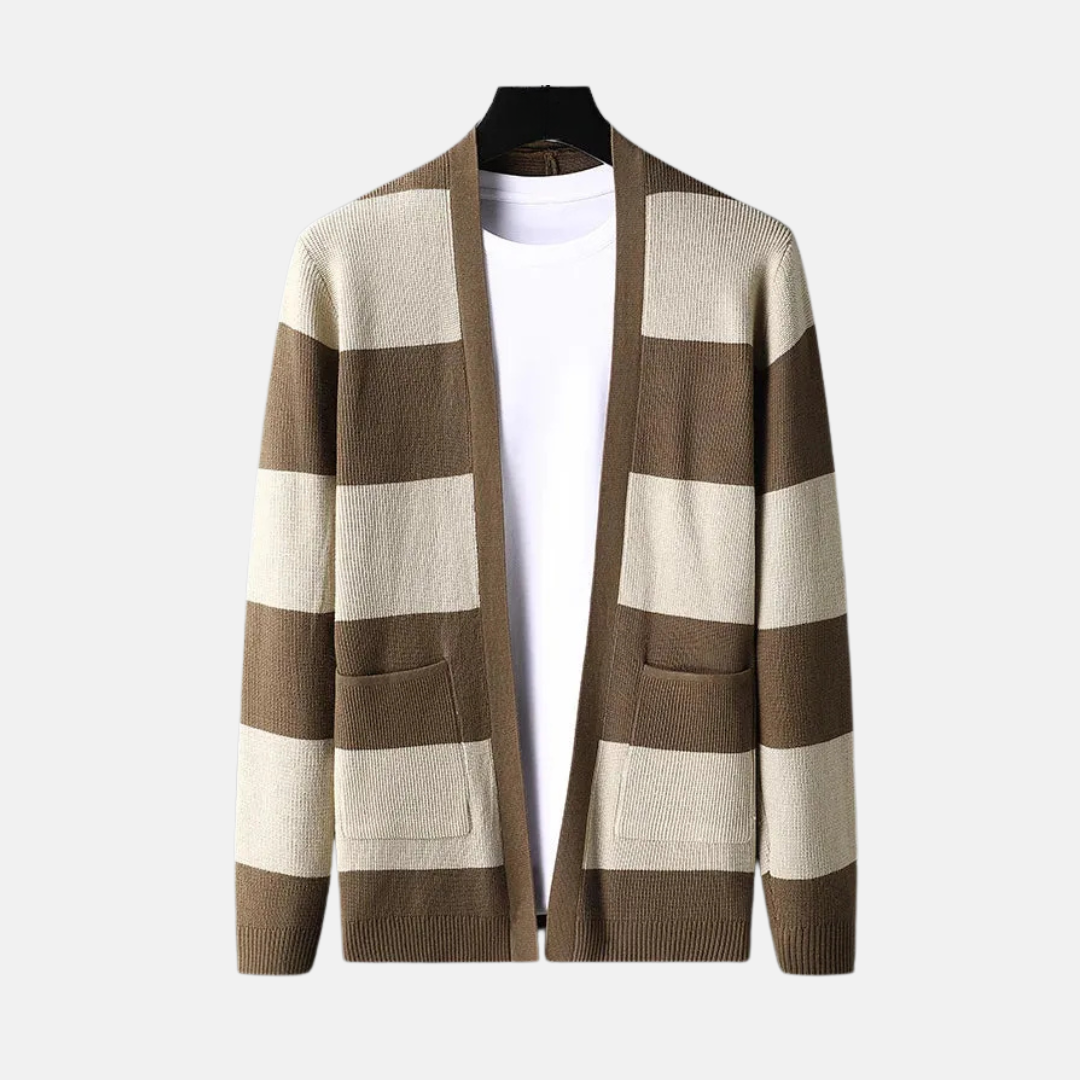 Men’s Striped Shawl-Front Cardigan