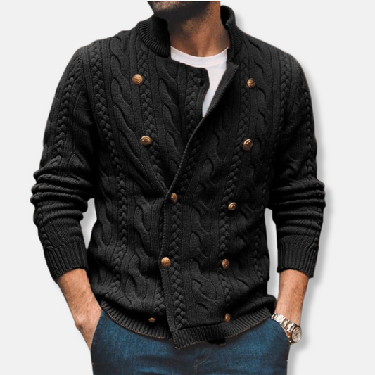 Men’s Double-Breasted High Collar Cardigan