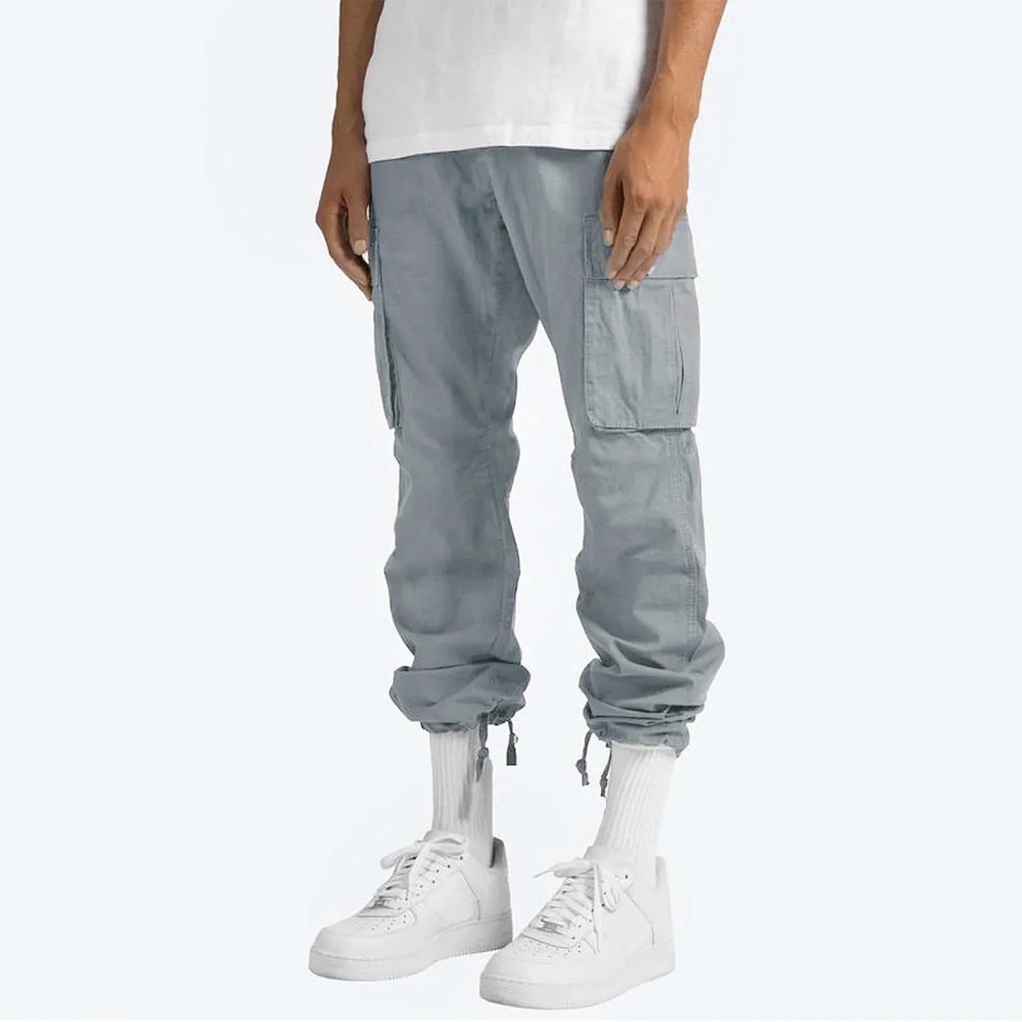 Comfortable Mens Cargo Pants Loose Fit Side Pockets