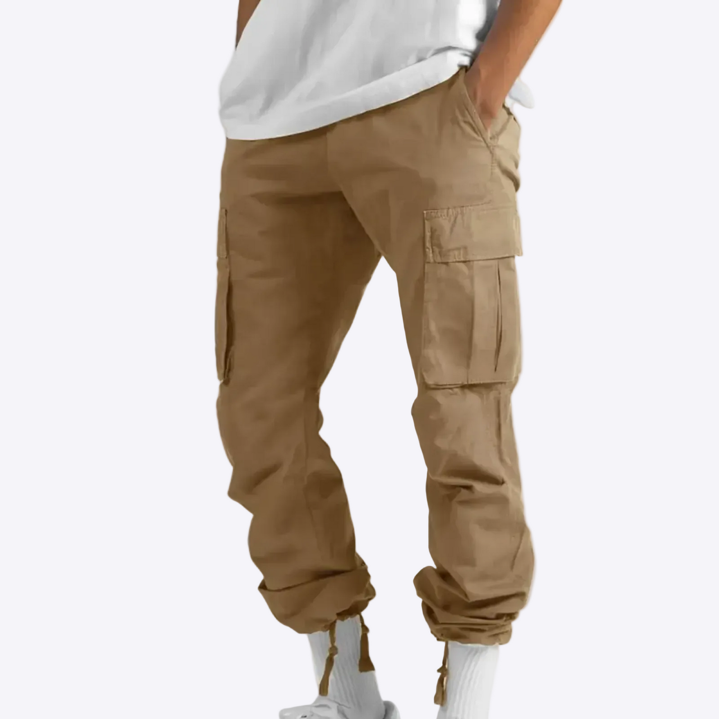 Comfortable Mens Cargo Pants Loose Fit Side Pockets
