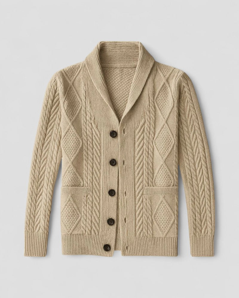 Men’s Cashmere Cable Knit Cardigan Sweater