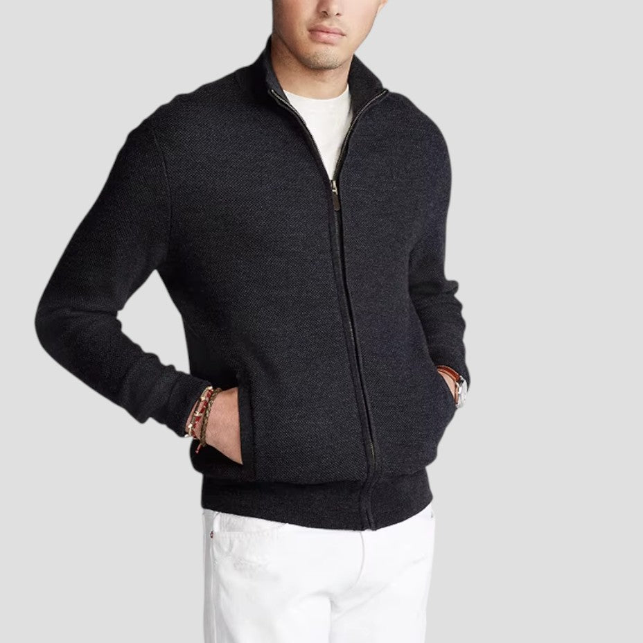 Men’s Textured Zip-Up Cardigan
