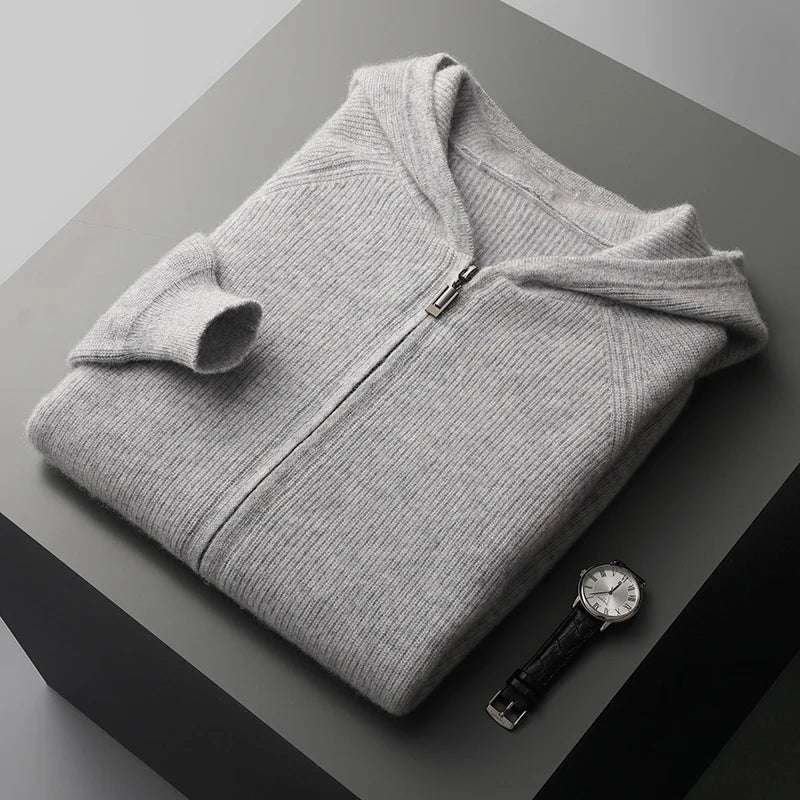 Men’s Textured Knit Zip Hoodie
