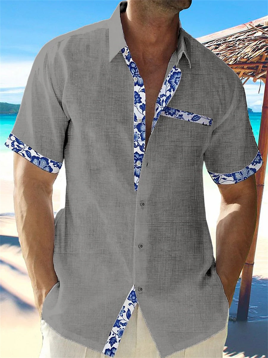 Relaxed Fit Mens Floral Pattern Dress Shirt