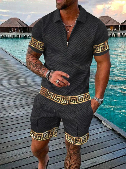 Casual Mens 2 Piece Polo Shorts Set - BritishElegance