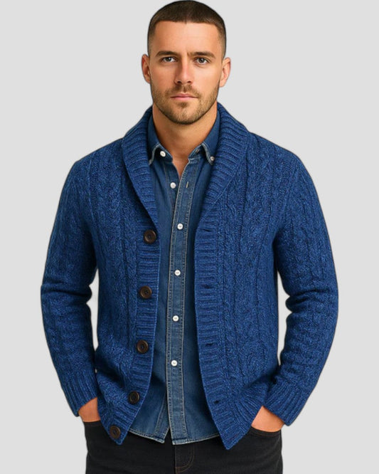 Men's Chunky Knit Shawl Collar Cardigan Sweater
