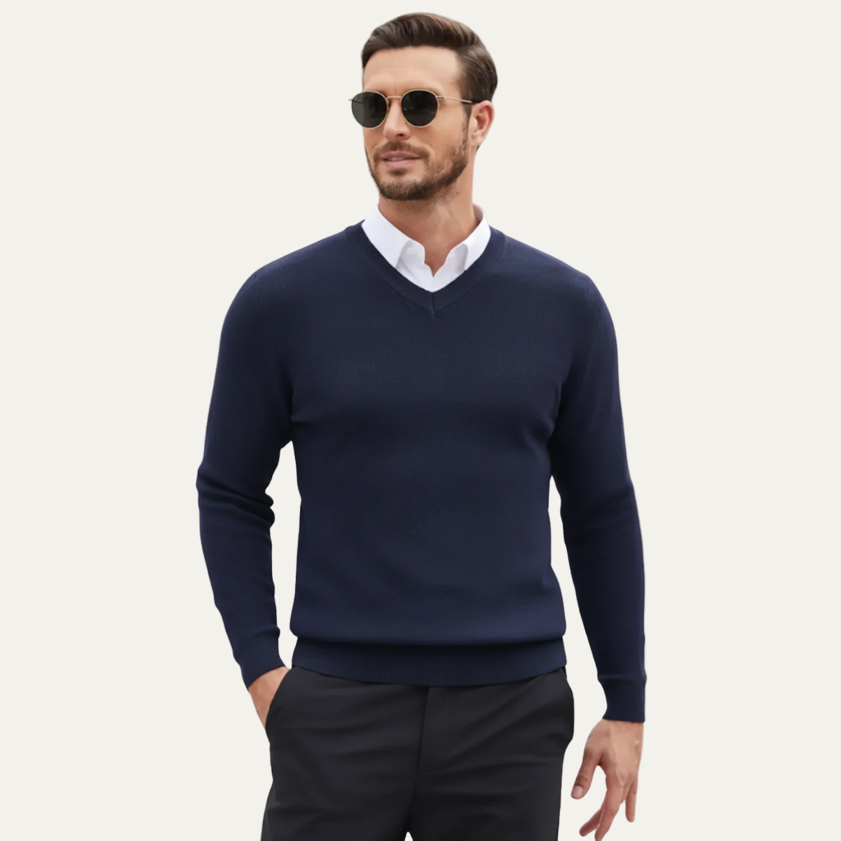 Men’s Smooth-Knit V-Neck Sweater