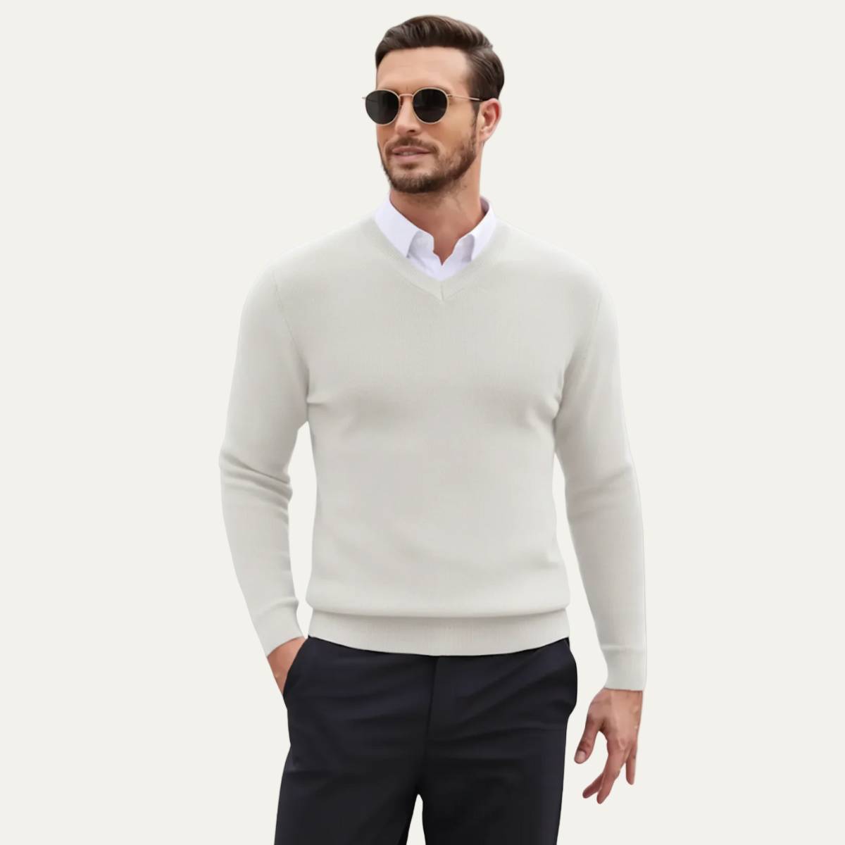 Men’s Smooth-Knit V-Neck Sweater