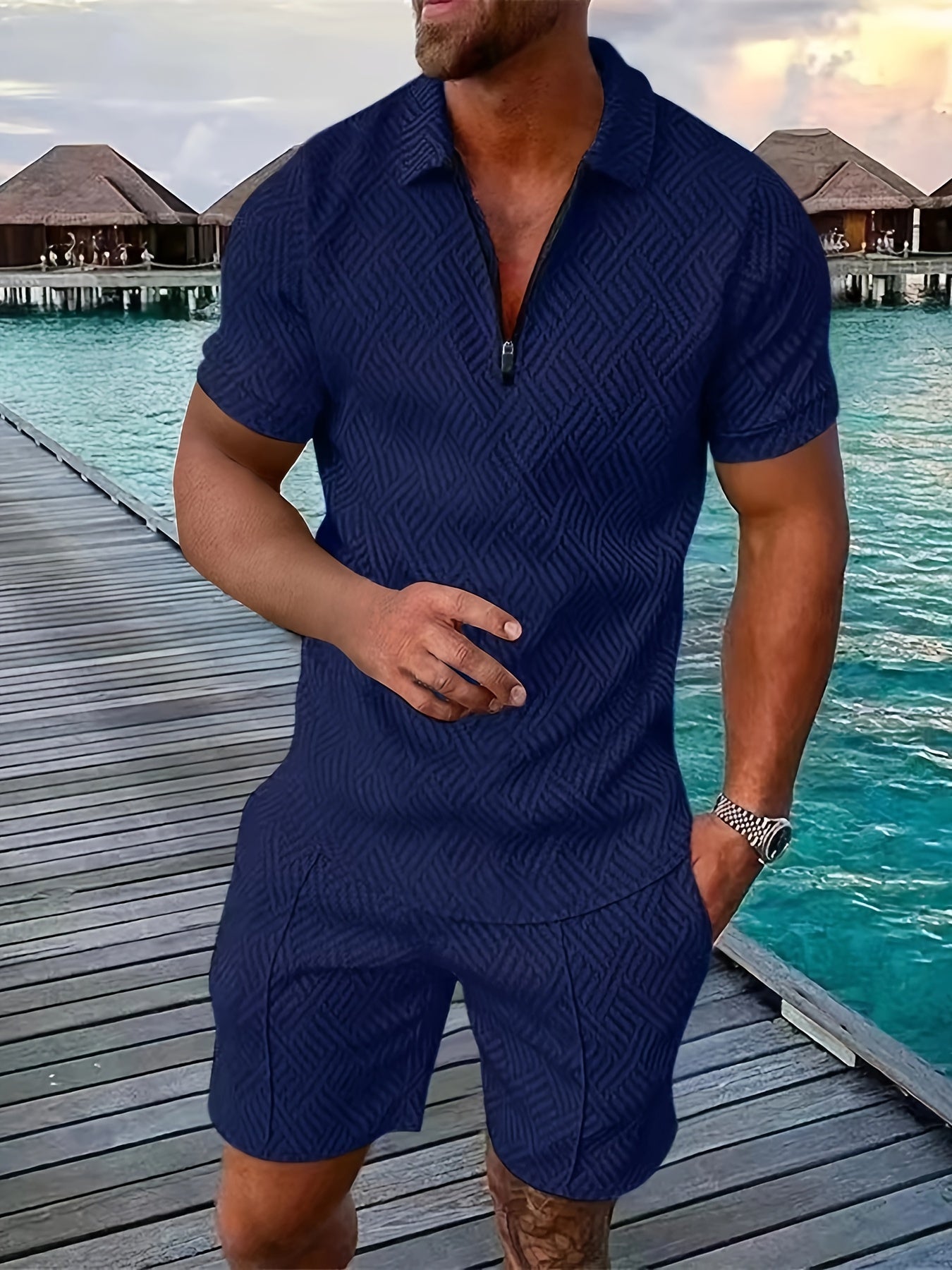 Men's Graphic Zipper Shorts Outfit