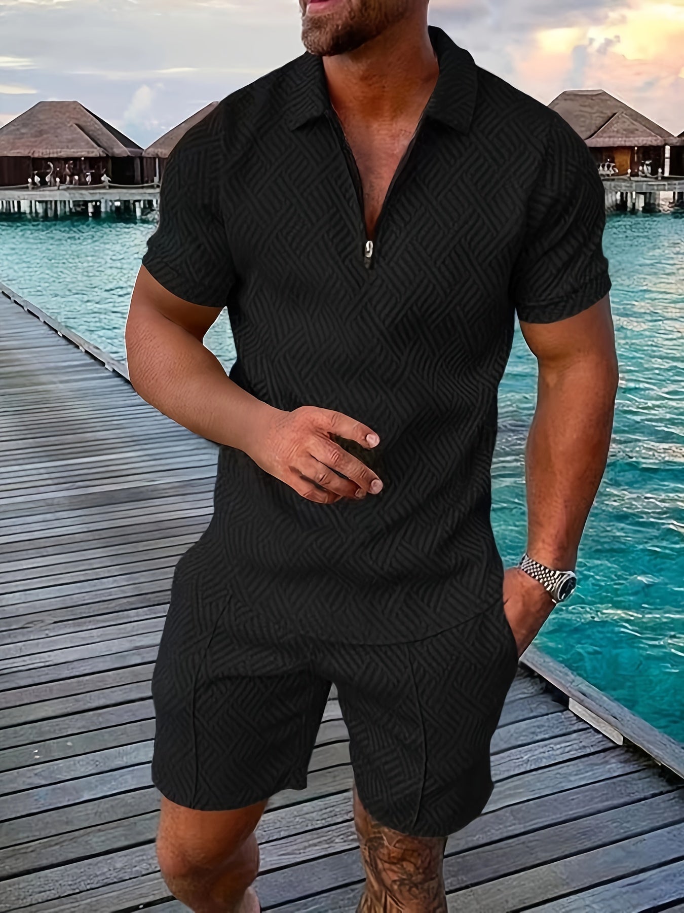 Men's Graphic Zipper Shorts Outfit
