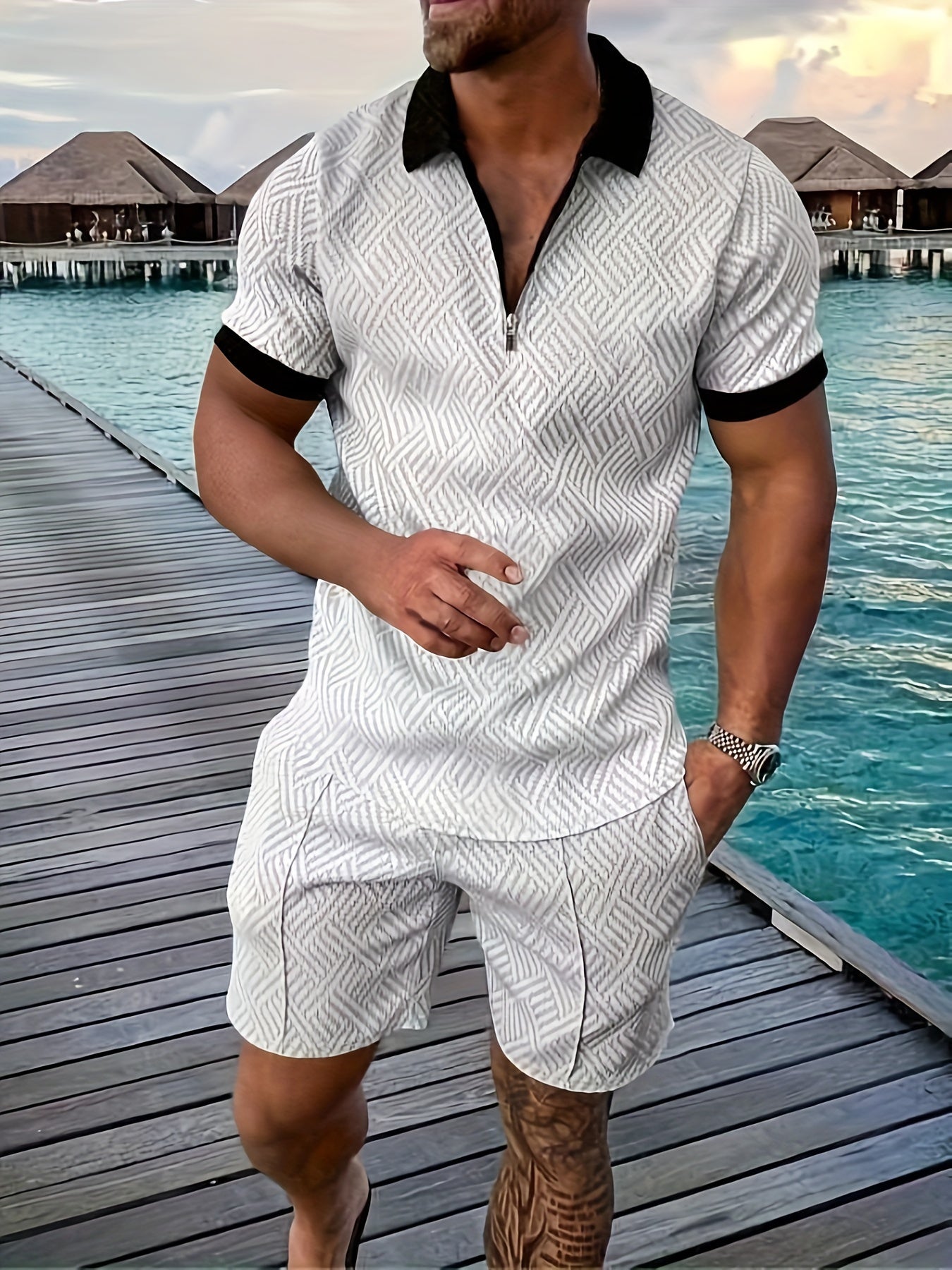 Men's Graphic Zipper Shorts Outfit